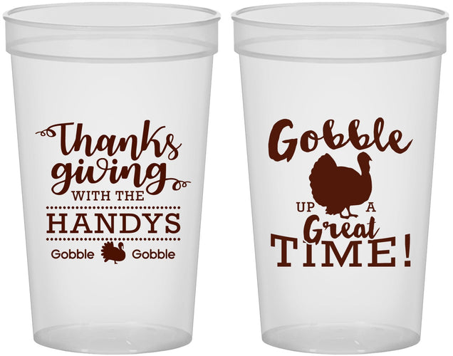 Custom Thanksgiving 22 oz Translucent Cups - Turkey Gobble | 260043