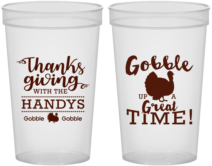 Custom Thanksgiving 22 oz Translucent Cups - Turkey Gobble | 260043