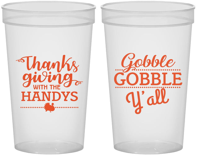 Custom Thanksgiving 22 oz Translucent Cups - Gobble Gobble | 260044