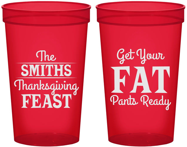 Custom Thanksgiving 22 oz Translucent Cups - Fat Pants Ready | 260045