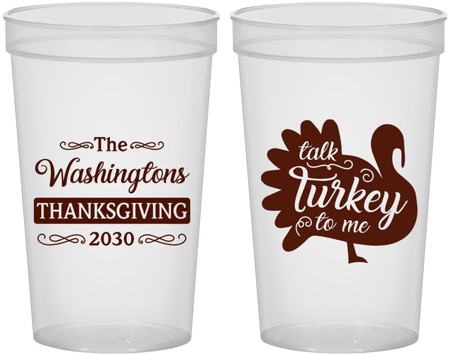 Custom Thanksgiving 22 oz Translucent Cups - Talk Turkey To Me | 260046