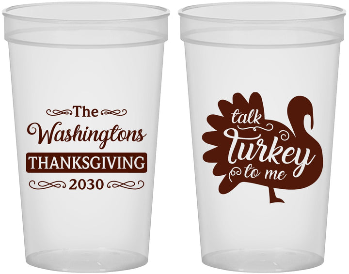 Custom Thanksgiving 22 oz Translucent Cups - Talk Turkey To Me | 260046