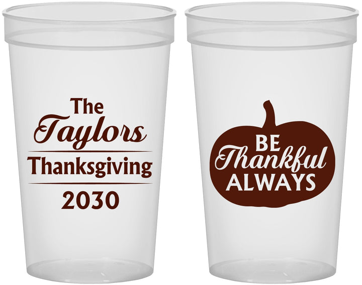 Custom Thanksgiving 22 oz Translucent Cups - Pumpkin Thankful | 260047