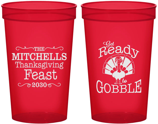 Custom Thanksgiving 22 oz Translucent Cups - Turkey Gobble | 260049