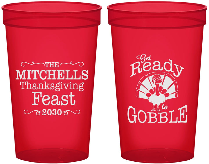 Custom Thanksgiving 22 oz Translucent Cups - Turkey Gobble | 260049