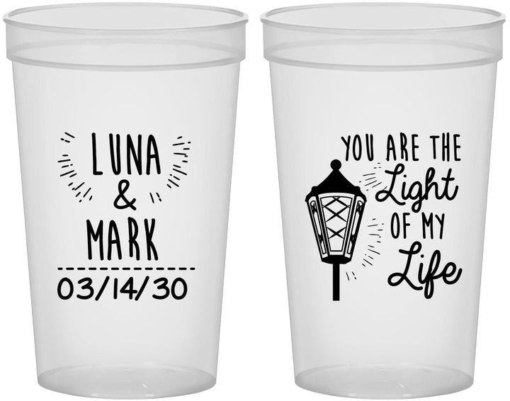 Custom Wedding 22 oz Translucent Cups - You Are The Light Of My Life | 261