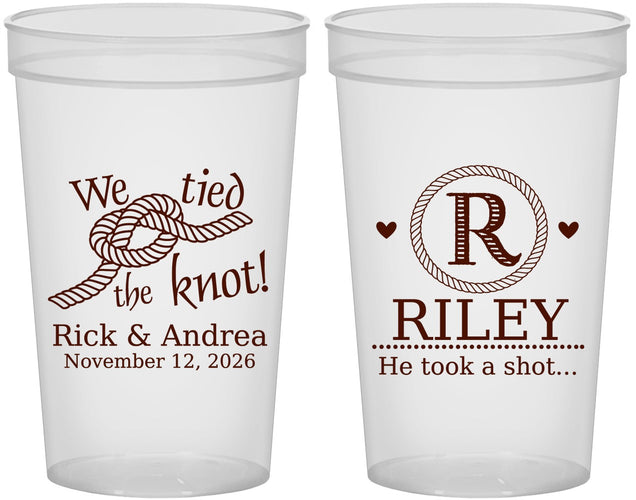 Custom Wedding 22 oz Translucent Cups - We Tied The Knot | 263