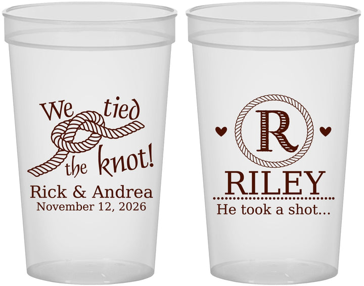 Custom Wedding 22 oz Translucent Cups - We Tied The Knot | 263