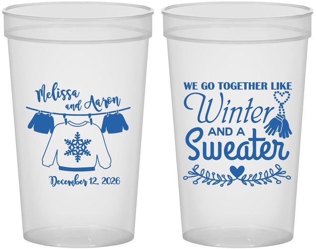 Custom Wedding 22 oz Translucent Cups - Christmas Sweater | 265