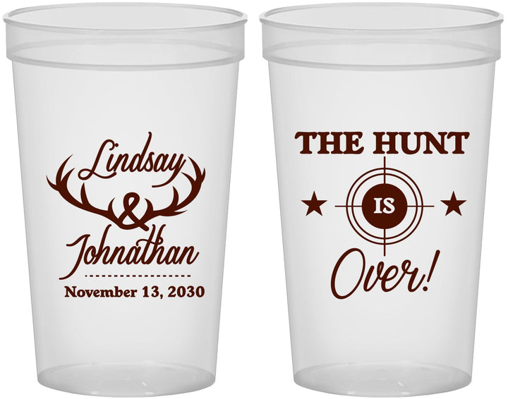 Custom Wedding 22 oz Translucent Cups - The Hunt Is Over | 266