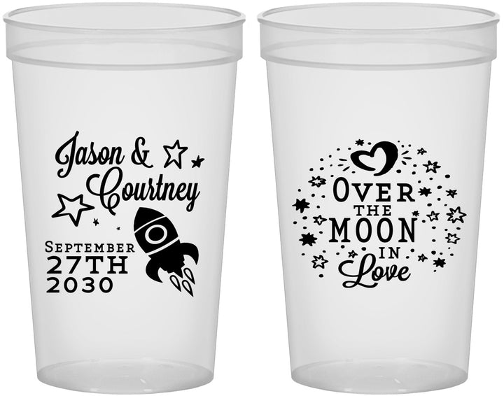 Custom Wedding 22 oz Translucent Cups - Over The Moon In Love | 267