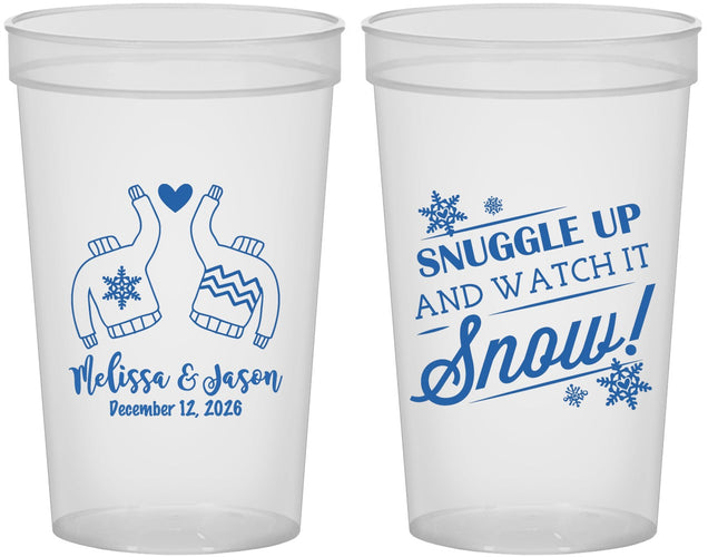 Custom Wedding 22 oz Translucent Cups - Christmas Snow | 268
