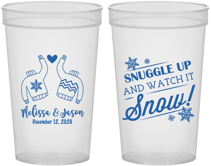 Custom Wedding 22 oz Translucent Cups - Christmas Snow | 268