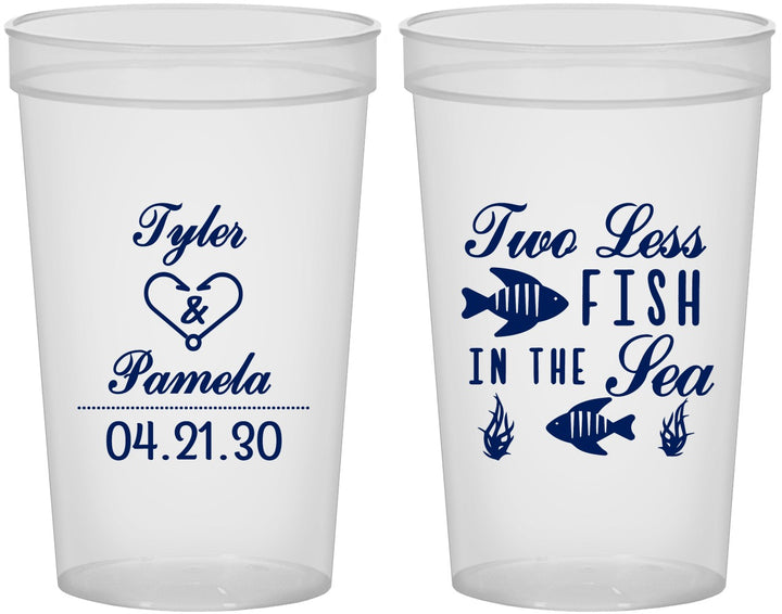 Custom Wedding 22 oz Translucent Cups - Two Less Fish In The Sea | 270