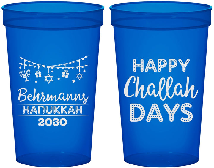 Custom Hanukkah 22 oz Translucent Cups - Challah Days | 270003