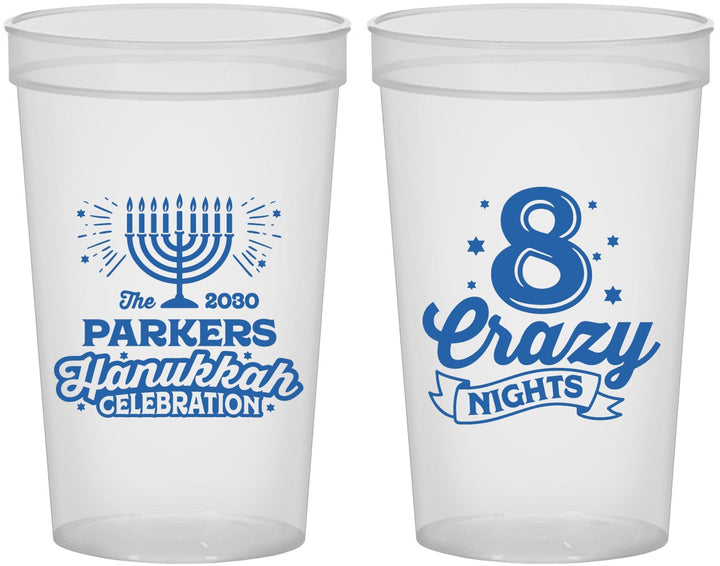 Custom Hanukkah 22 oz Translucent Cups - Eight Crazy Nights | 270010