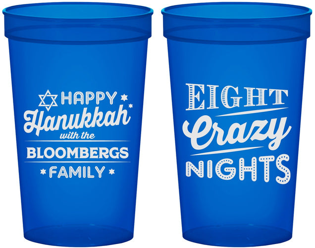 Custom Hanukkah 22 oz Translucent Cups - Eight Crazy Nights | 270011