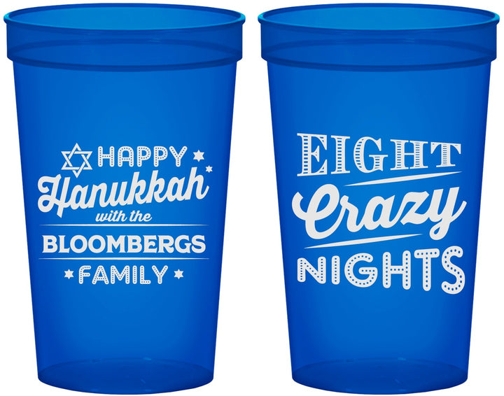 Custom Hanukkah 22 oz Translucent Cups - Eight Crazy Nights | 270011
