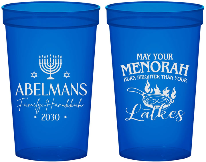 Custom Hanukkah 22 oz Translucent Cups - Menorah Latkes | 270019