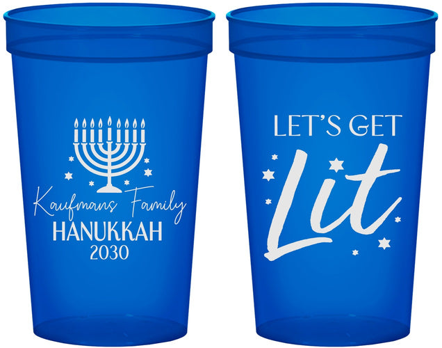 Custom Hanukkah 22 oz Translucent Cups - Lets Get Lit | 270020