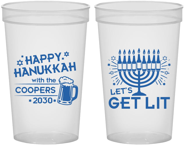 Custom Hanukkah 22 oz Translucent Cups - Lets Get Lit | 270021