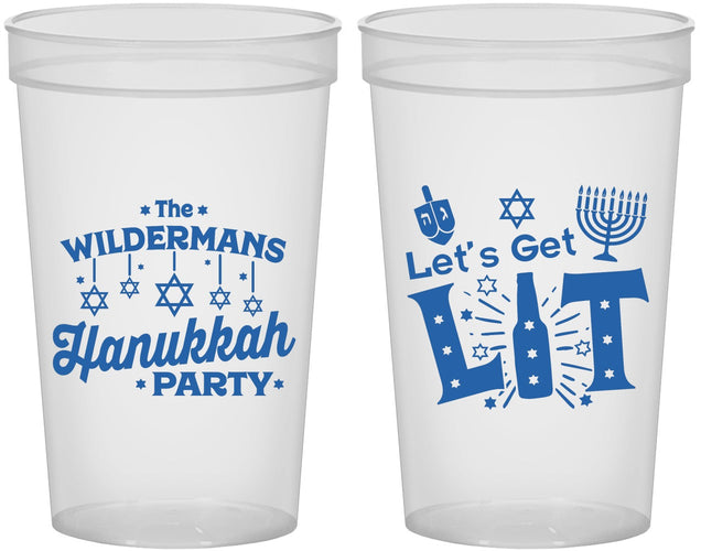 Custom Hanukkah 22 oz Translucent Cups - Lets Get Lit | 270022