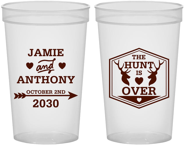 Custom Wedding 22 oz Translucent Cups - The Hunt Is Over | 272