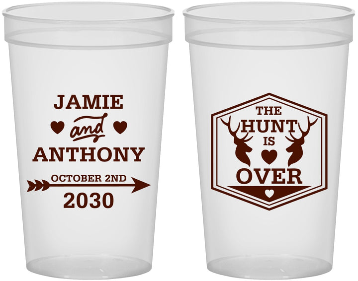 Custom Wedding 22 oz Translucent Cups - The Hunt Is Over | 272