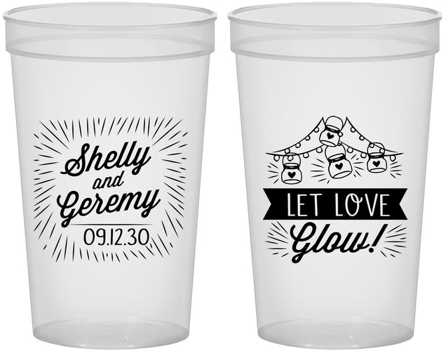 Custom Wedding 22 oz Translucent Cups - Let Love Glow | 273