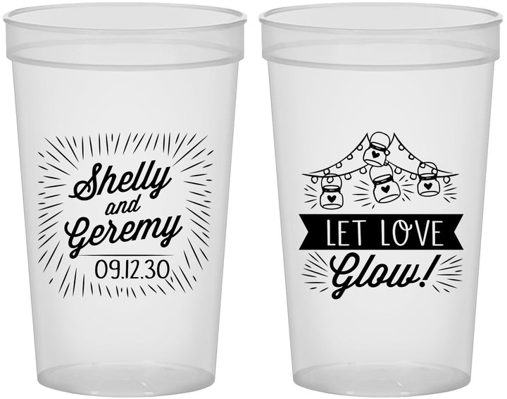Custom Wedding 22 oz Translucent Cups - Let Love Glow | 273