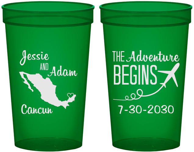 Custom Wedding 22 oz Translucent Cups - The Adventure Begins | 275