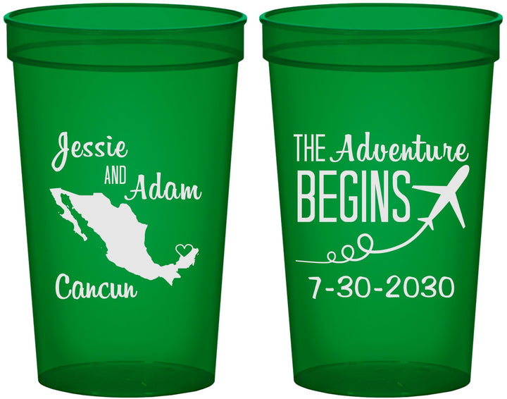Custom Wedding 22 oz Translucent Cups - The Adventure Begins | 275