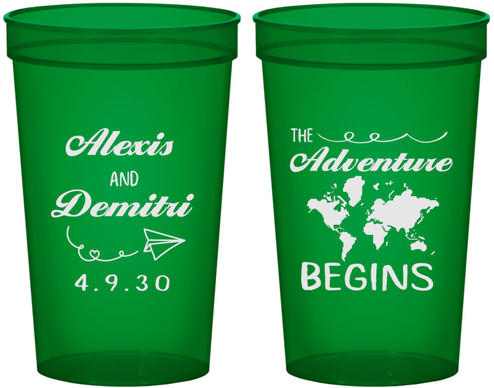 Custom Wedding 22 oz Translucent Cups - The Adventure Begins | 276