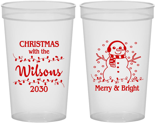 Custom Christmas 22 oz Translucent Cups - Snowman | 280002