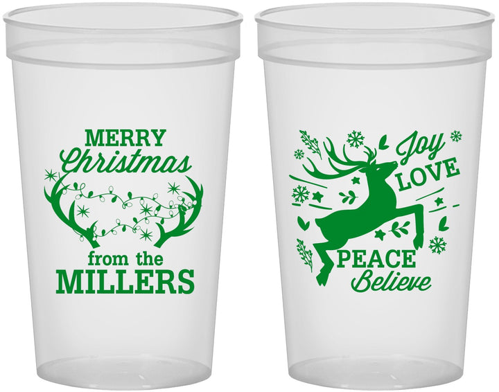 Custom Christmas 22 oz Translucent Cups - Reindeer | 280003