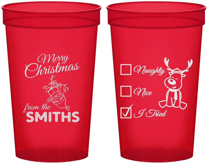 Custom Christmas 22 oz Translucent Cups - Naughty Or Nice | 280004