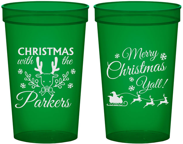 Custom Christmas 22 oz Translucent Cups - Reindeer | 280005