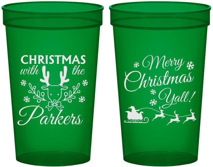 Custom Christmas 22 oz Translucent Cups - Reindeer | 280005