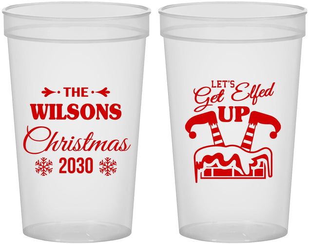 Custom Christmas 22 oz Translucent Cups - Lets Get Elfed Up | 280006