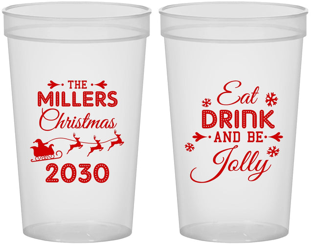 Custom Christmas 22 oz Translucent Cups - Eat Drink And Be Jolly | 280010