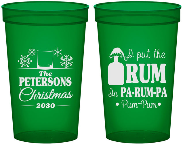 Custom Christmas 22 oz Translucent Cups - Pa Rum Pa | 280013