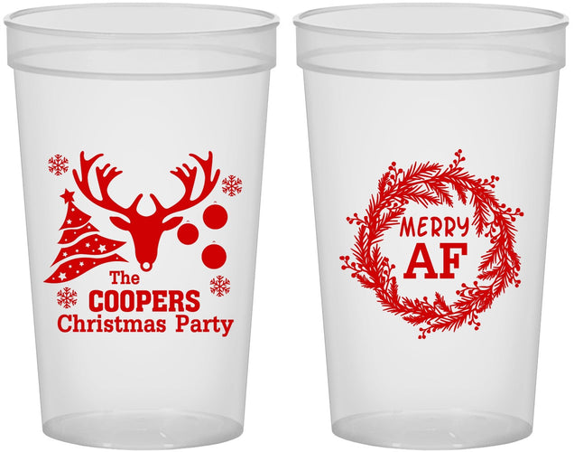 Custom Christmas 22 oz Translucent Cups - Merry Af | 280014