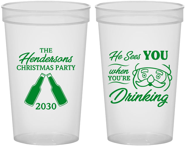 Custom Christmas 22 oz Translucent Cups - Santa | 280015