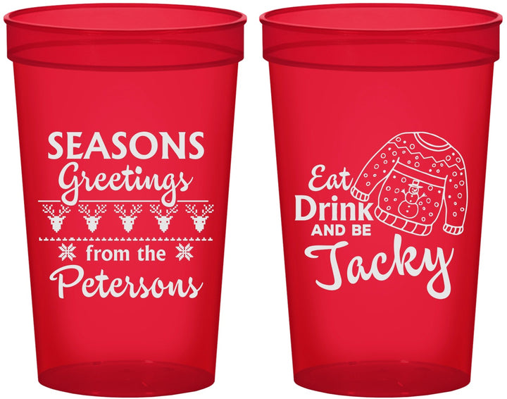 Custom Christmas 22 oz Translucent Cups - Eat Drink Be Jacky | 280016