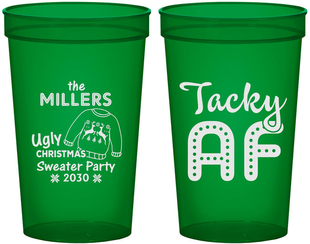 Custom Christmas 22 oz Translucent Cups - Tacky Af | 280017