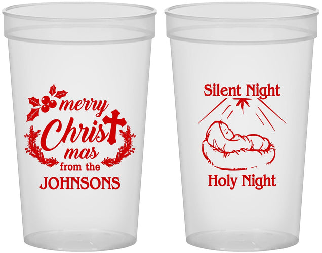 Custom Christmas 22 oz Translucent Cups - Silent Night Holy Night | 280018
