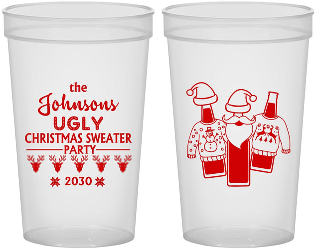 Custom Christmas 22 oz Translucent Cups - Ugly Sweater | 280022