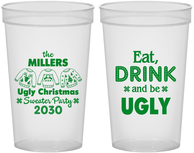 Custom Christmas 22 oz Translucent Cups - Ugly Sweater | 280023