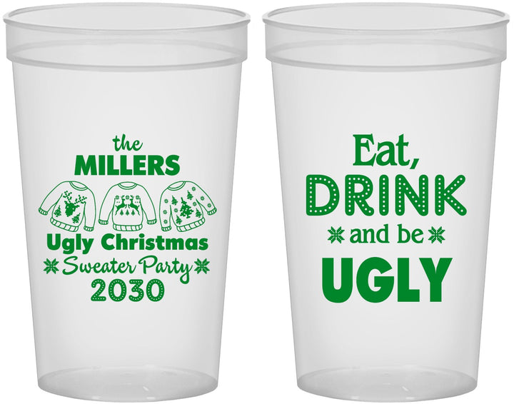 Custom Christmas 22 oz Translucent Cups - Ugly Sweater | 280023