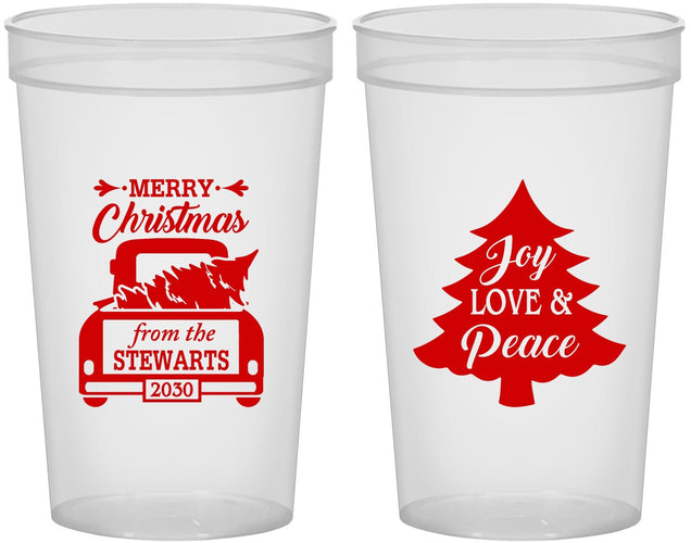 Custom Christmas 22 oz Translucent Cups - Christmas Tree | 280026